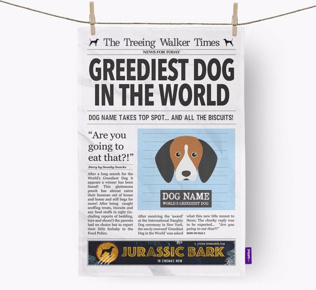 The {breedShortName} Times 'Greediest Dog In The World' Personalised Dish Towel